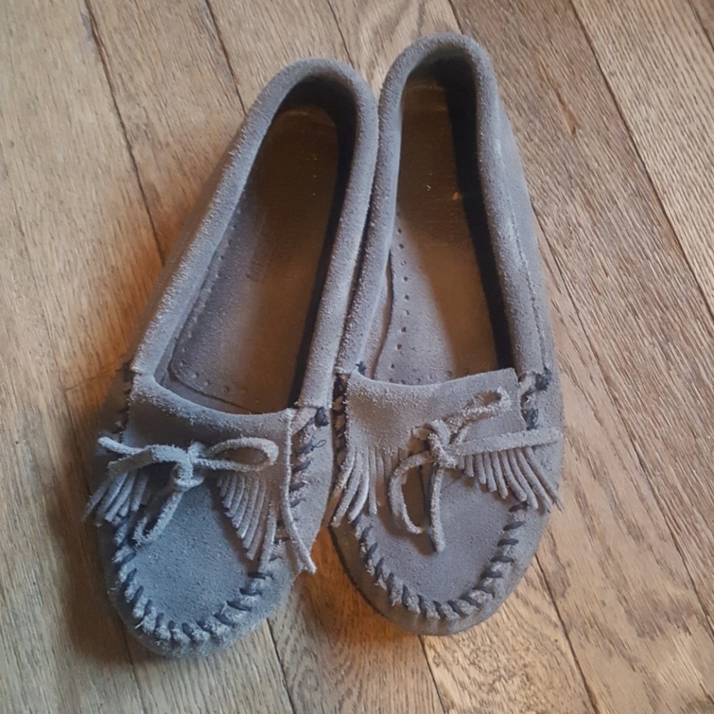 Grey Minnetonka moccasins size 7